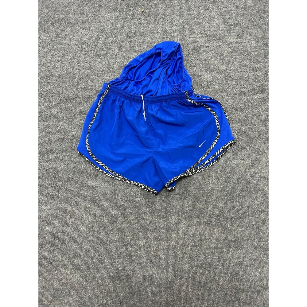 Nike Running Shorts Womens Size M Blue Dri-Fit Animal Print Trim Athletic Gym